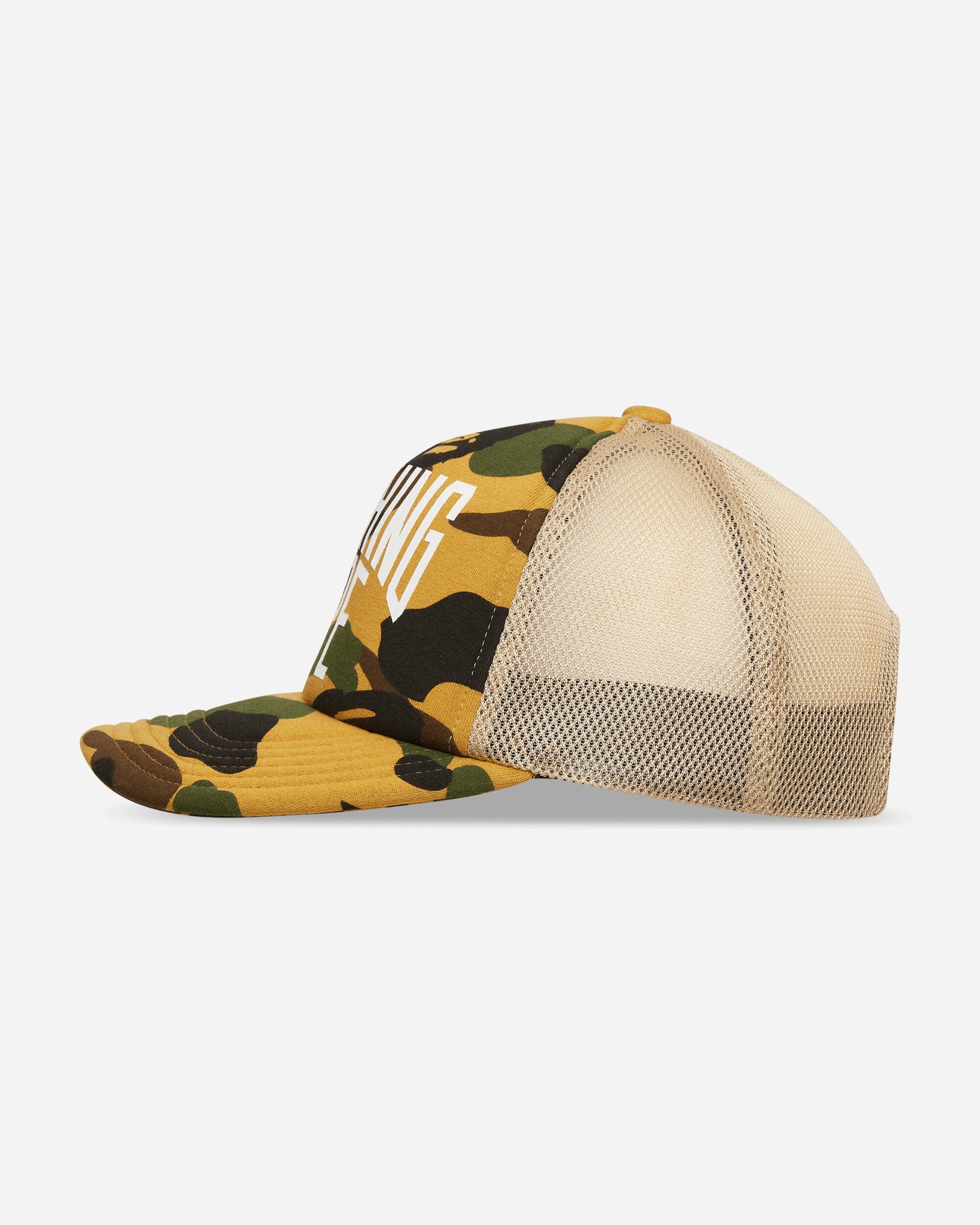 A Bathing Ape 1St Camo Nyc Logo Mesh Cap Yellow Hats Caps 1M30180003 YELLOW