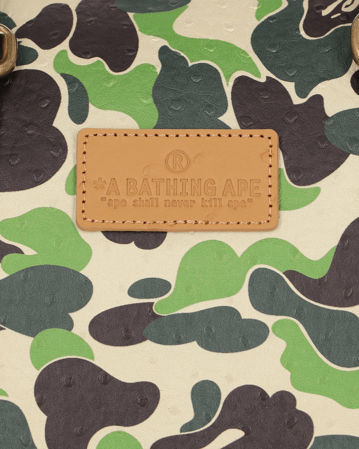 A Bathing Ape Abc Camo Pu Ostrich Boston Bag M Green Bags and Backpacks Shoulder Bags 1L80189006 GREEN