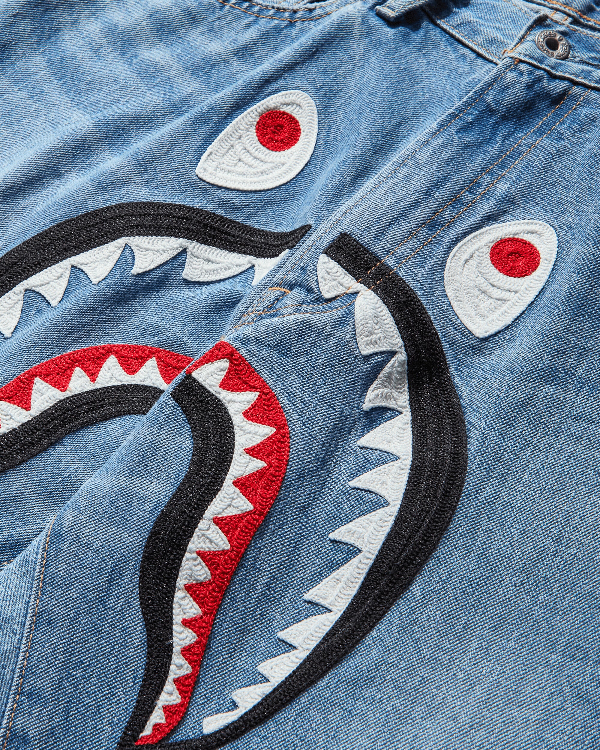 A Bathing Ape Shark Loose Fit 13 Oz Denim Pants M Indigo Pants Denim 1L80150006 INDIGO