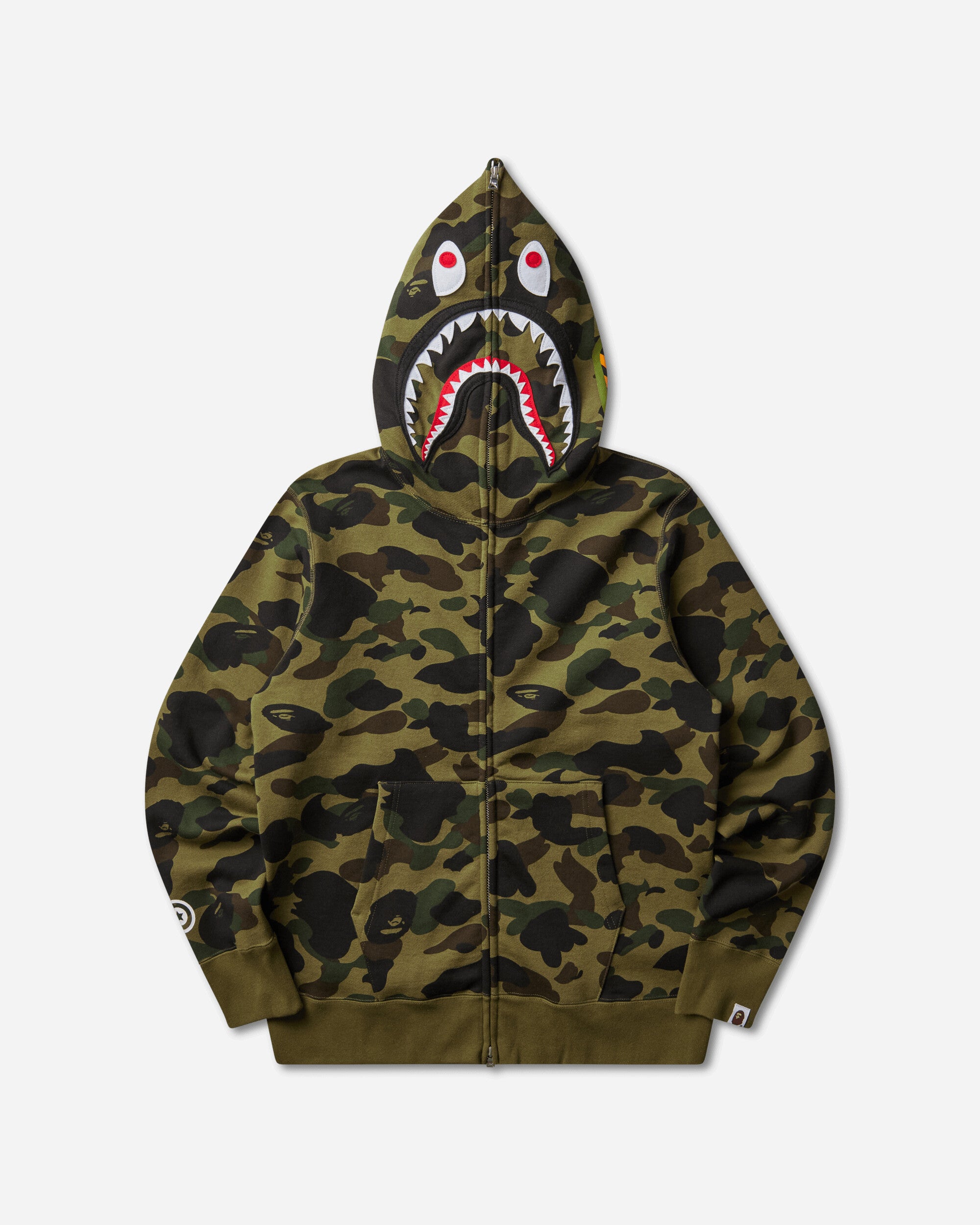 A Bathing Ape 1St Camo Shark Full Zip Hoodie Green Sweatshirts Hoodies 1M30115007 GREEN