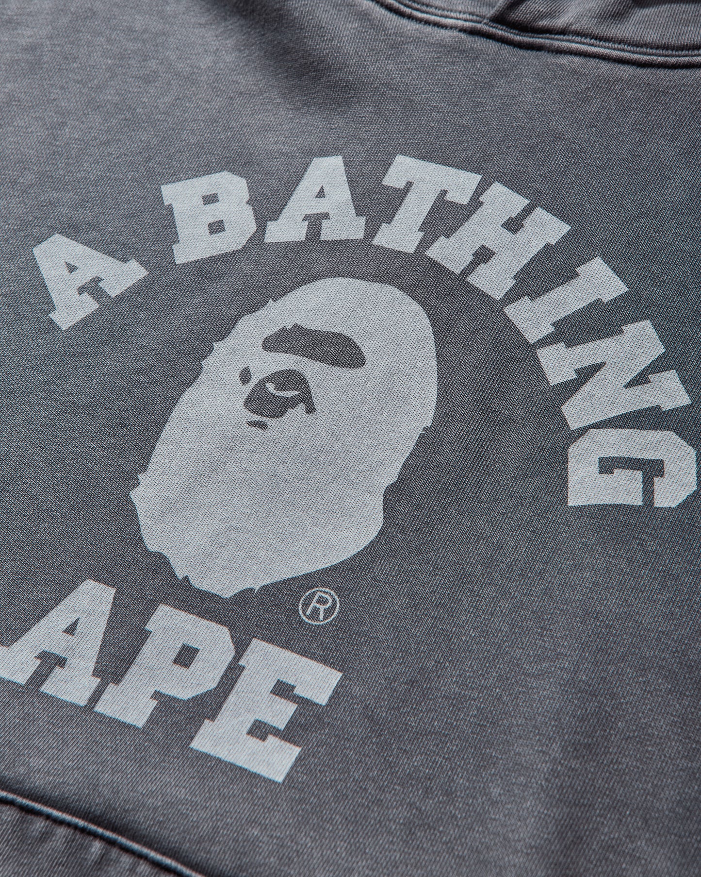 A Bathing Ape Garment Dye College Pullover Hoodie M Charcoal Sweatshirts Hoodies 1L80114304 CHARCOAL