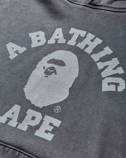 A Bathing Ape Garment Dye College Pullover Hoodie M Charcoal Sweatshirts Hoodies 1L80114304 CHARCOAL