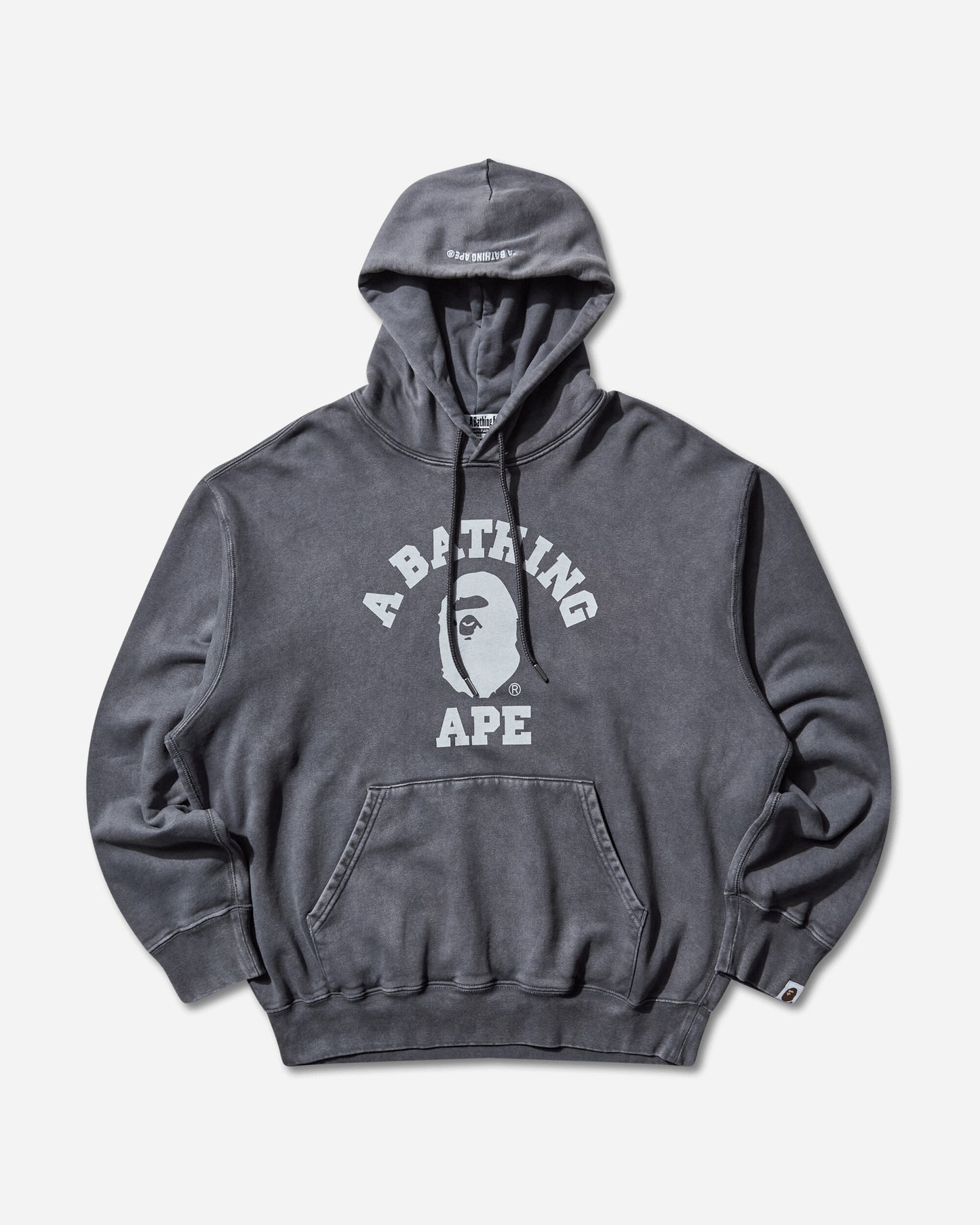 A Bathing Ape Garment Dye College Pullover Hoodie M Charcoal Sweatshirts Hoodies 1L80114304 CHARCOAL