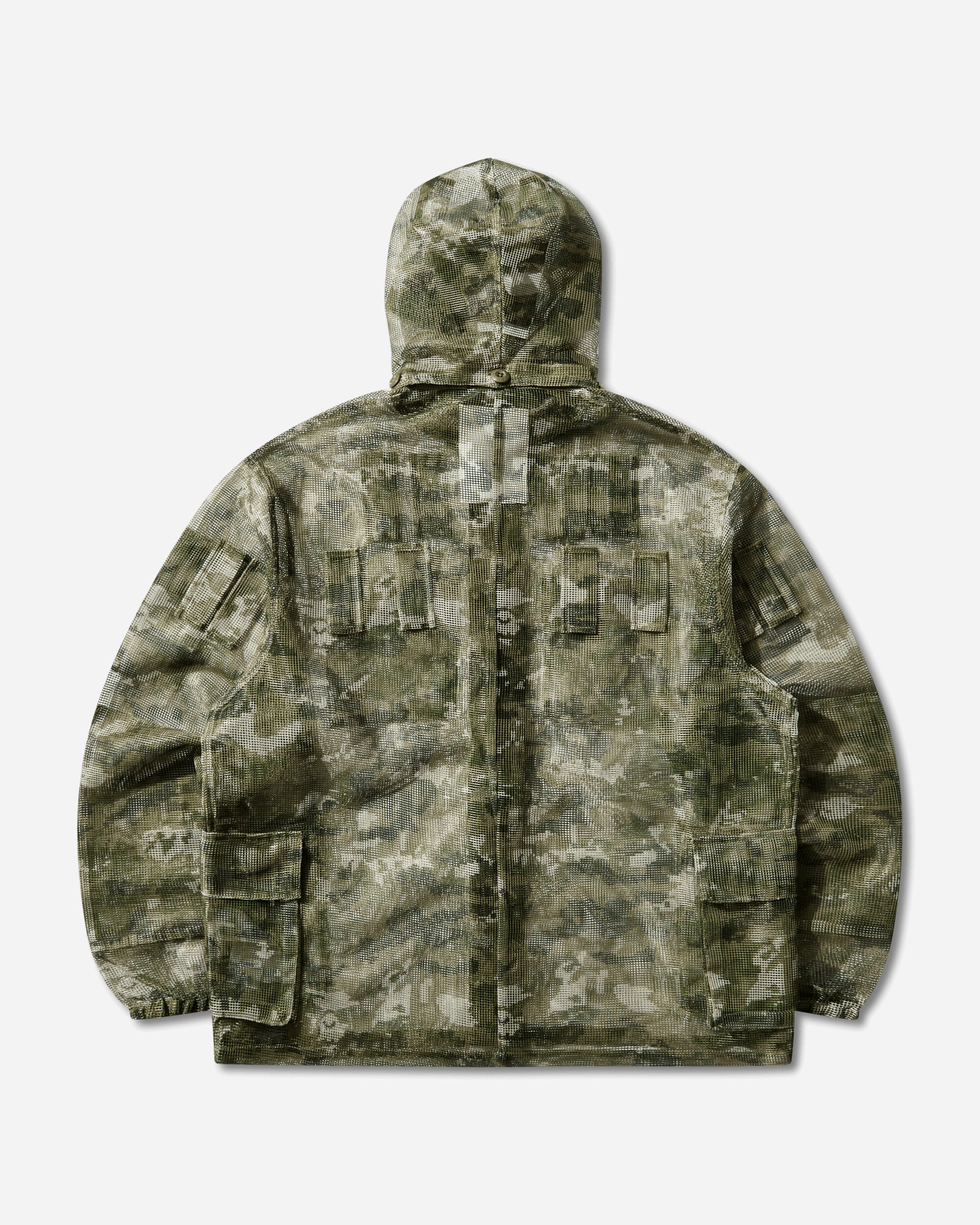 A Bathing Ape Multi Pixel Camo Mask Hooded Shirt Jacket Green Coats and Jackets Jackets 1M30140307 GREEN