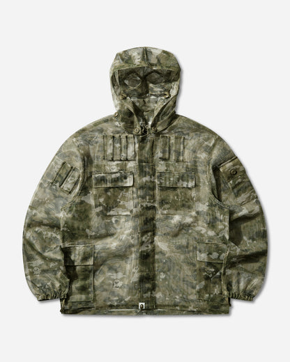 A Bathing Ape Multi Pixel Camo Mask Hooded Shirt Jacket Green Coats and Jackets Jackets 1M30140307 GREEN