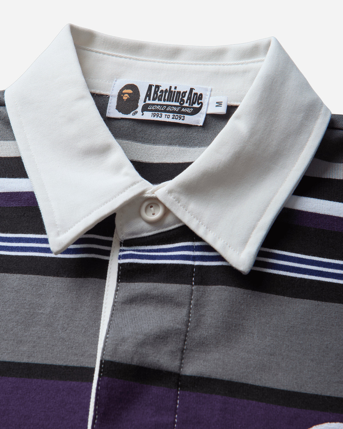 A Bathing Ape By Bathing Ape Stripe Relaxed Fit Polo Ls Tee Charcoal T-Shirts Polo 1M80111309 CCX