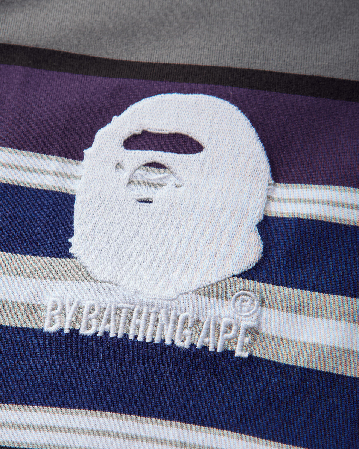 A Bathing Ape By Bathing Ape Stripe Relaxed Fit Polo Ls Tee Charcoal T-Shirts Polo 1M80111309 CCX