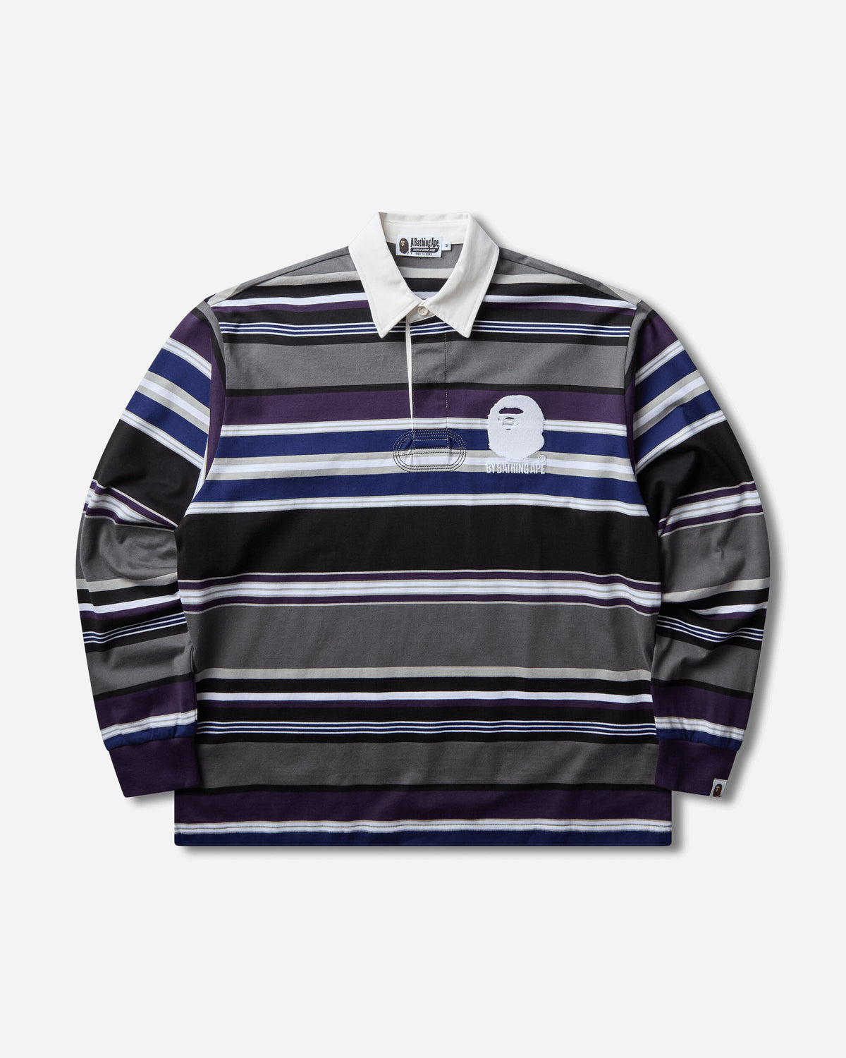 A Bathing Ape By Bathing Ape Stripe Relaxed Fit Polo Ls Tee Charcoal T-Shirts Polo 1M80111309 CCX