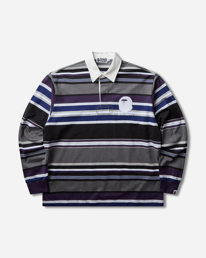A Bathing Ape By Bathing Ape Stripe Relaxed Fit Polo Ls Tee Charcoal T-Shirts Polo 1M80111309 CCX