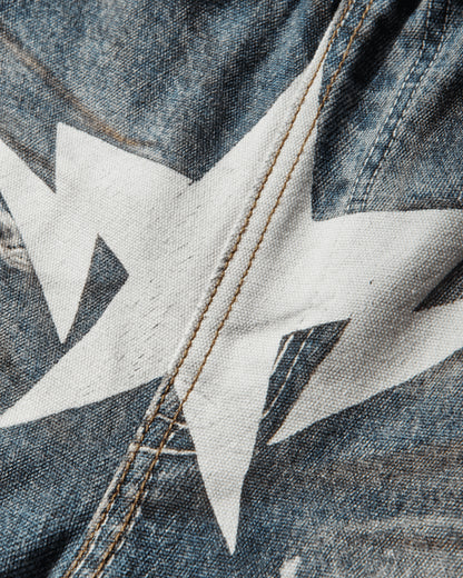 A Bathing Ape Bape Sta Fake Print Relaxed Fit Shorts Light Indigo Shorts Short 1M30151306 LIGHTINDI