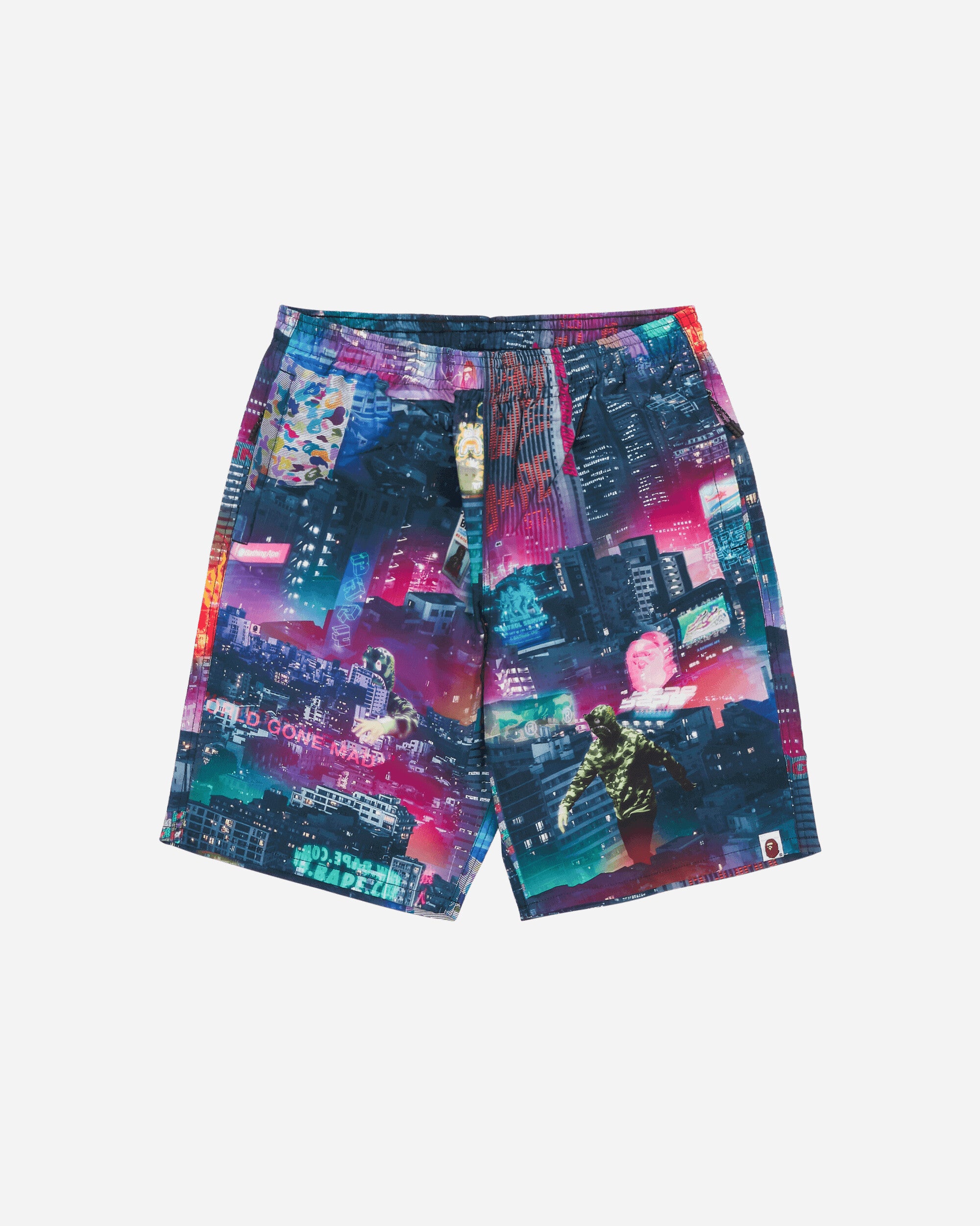 A Bathing Ape Neon Tokyo BLACK Shorts Short Track 1G30153023 BLACK