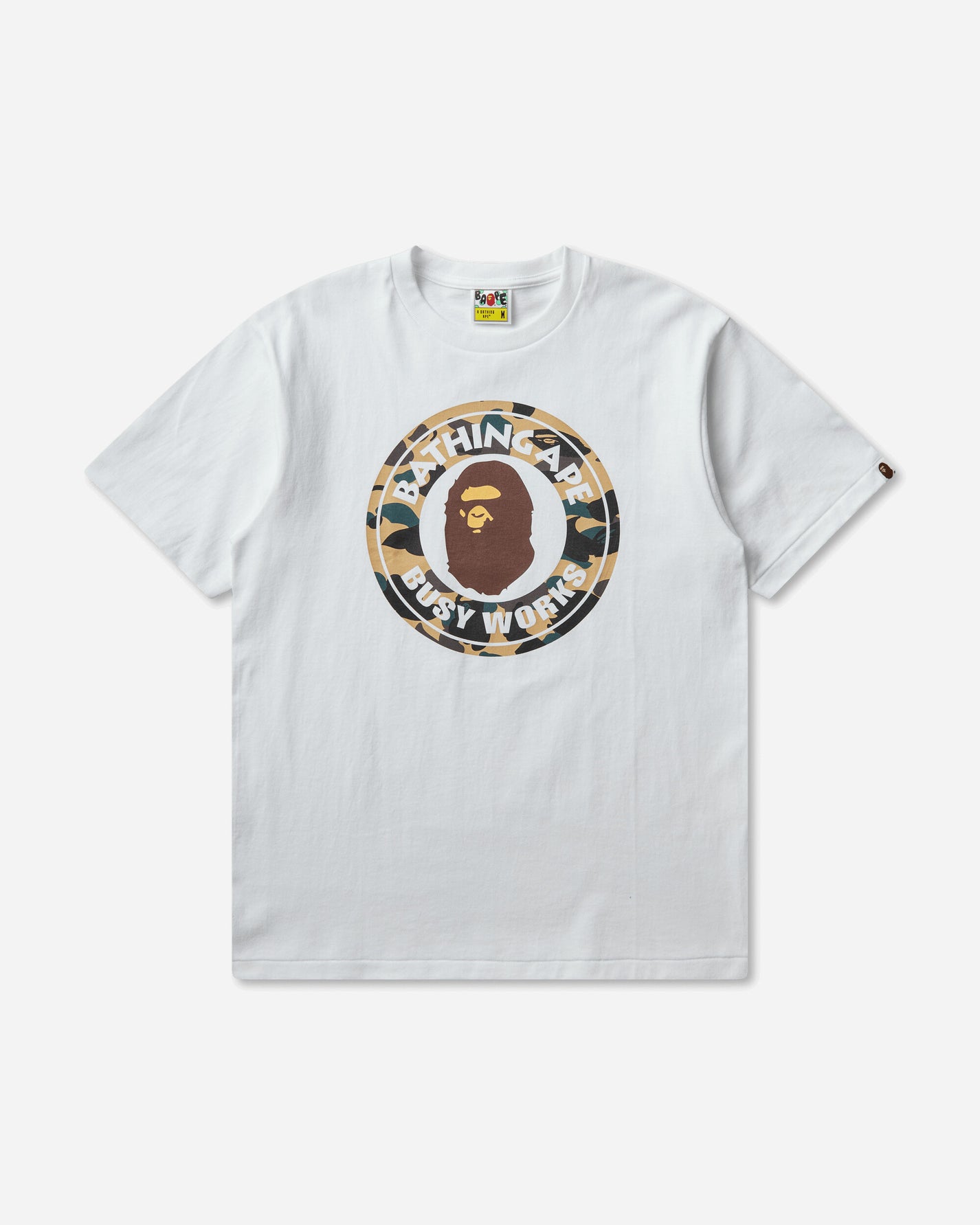 A Bathing Ape 1St Camo Busy Works Tee WhiteXYellow T-Shirts Shortsleeve 1M30110014 WHXYE