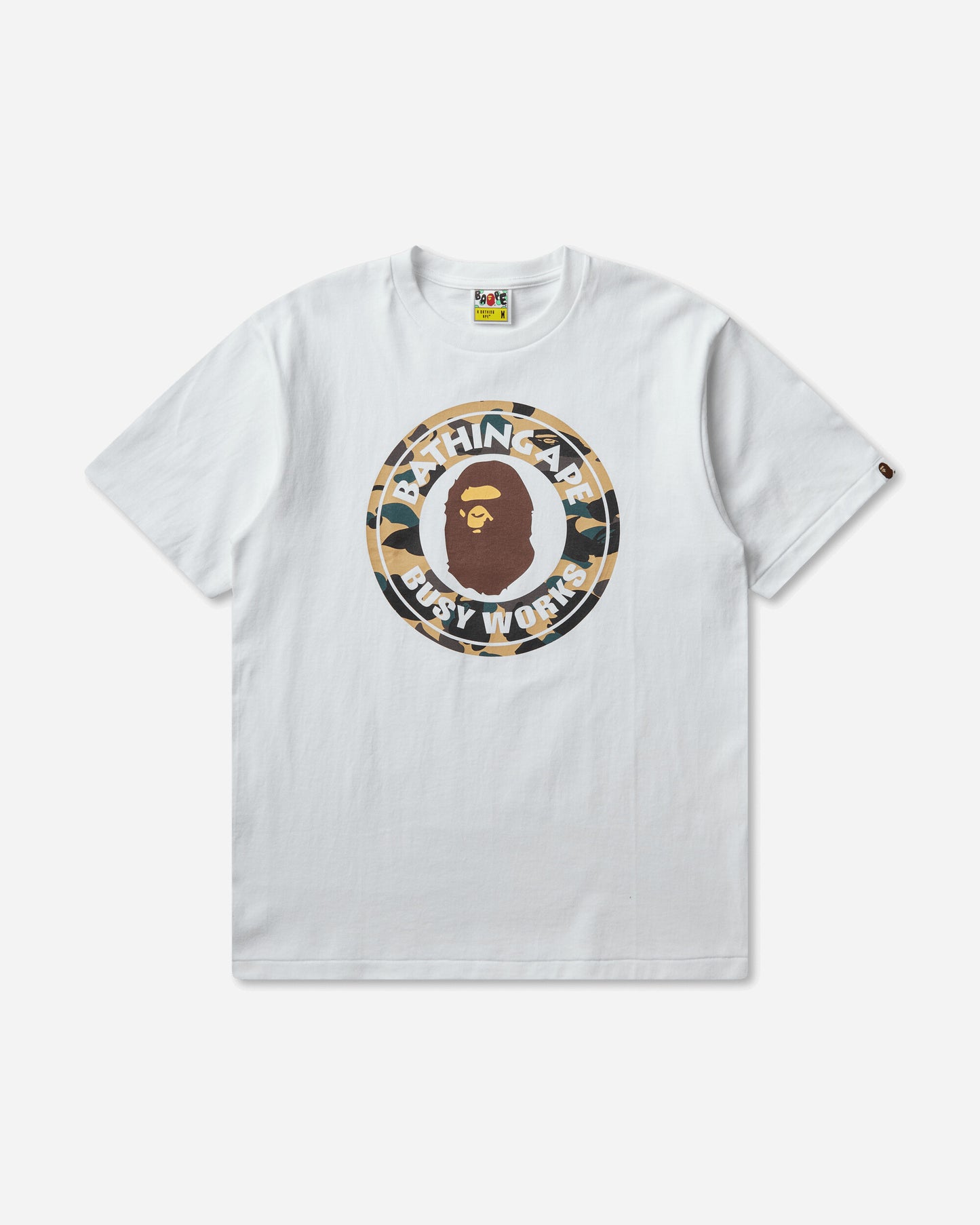 A Bathing Ape 1St Camo Busy Works Tee WhiteXYellow T-Shirts Shortsleeve 1M30110014 WHXYE