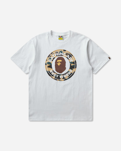 A Bathing Ape 1St Camo Busy Works Tee WhiteXYellow T-Shirts Shortsleeve 1M30110014 WHXYE