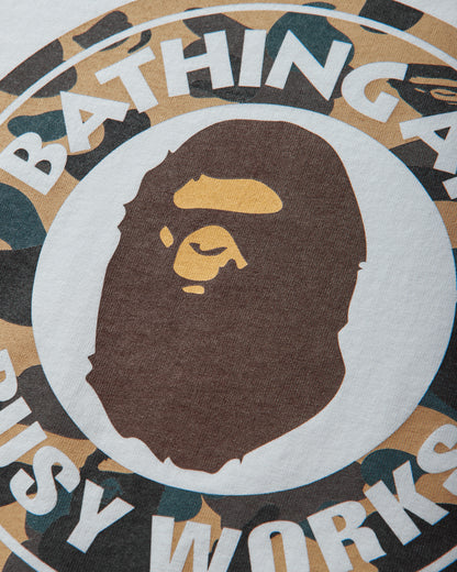 A Bathing Ape 1St Camo Busy Works Tee WhiteXYellow T-Shirts Shortsleeve 1M30110014 WHXYE