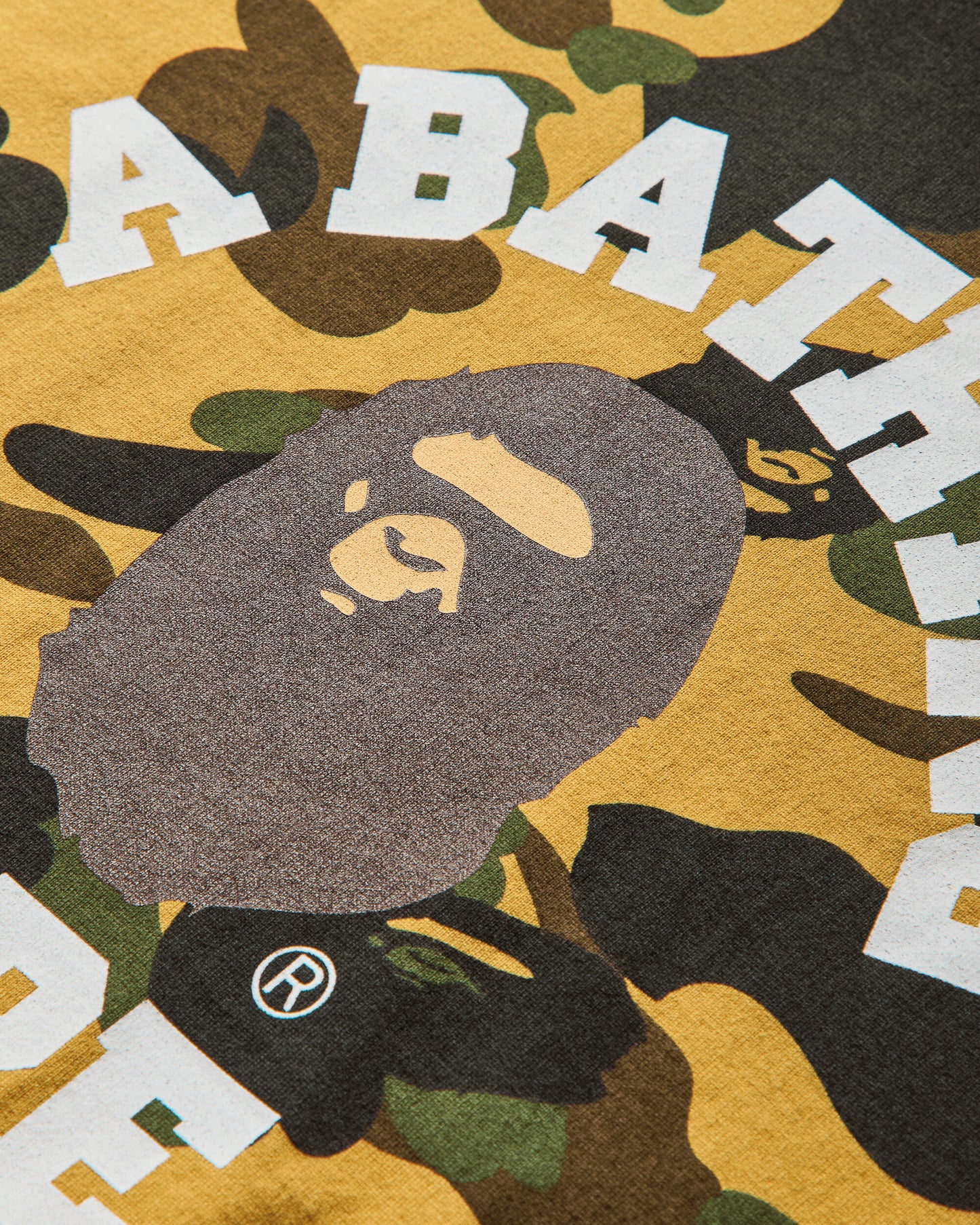 A Bathing Ape 1St Camo College Tee M Yellow T-Shirts Shortsleeve 1L80109008 YELLOW
