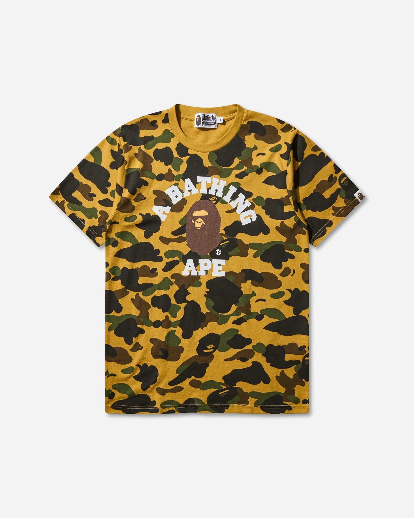 A Bathing Ape 1St Camo College Tee M Yellow T-Shirts Shortsleeve 1L80109008 YELLOW