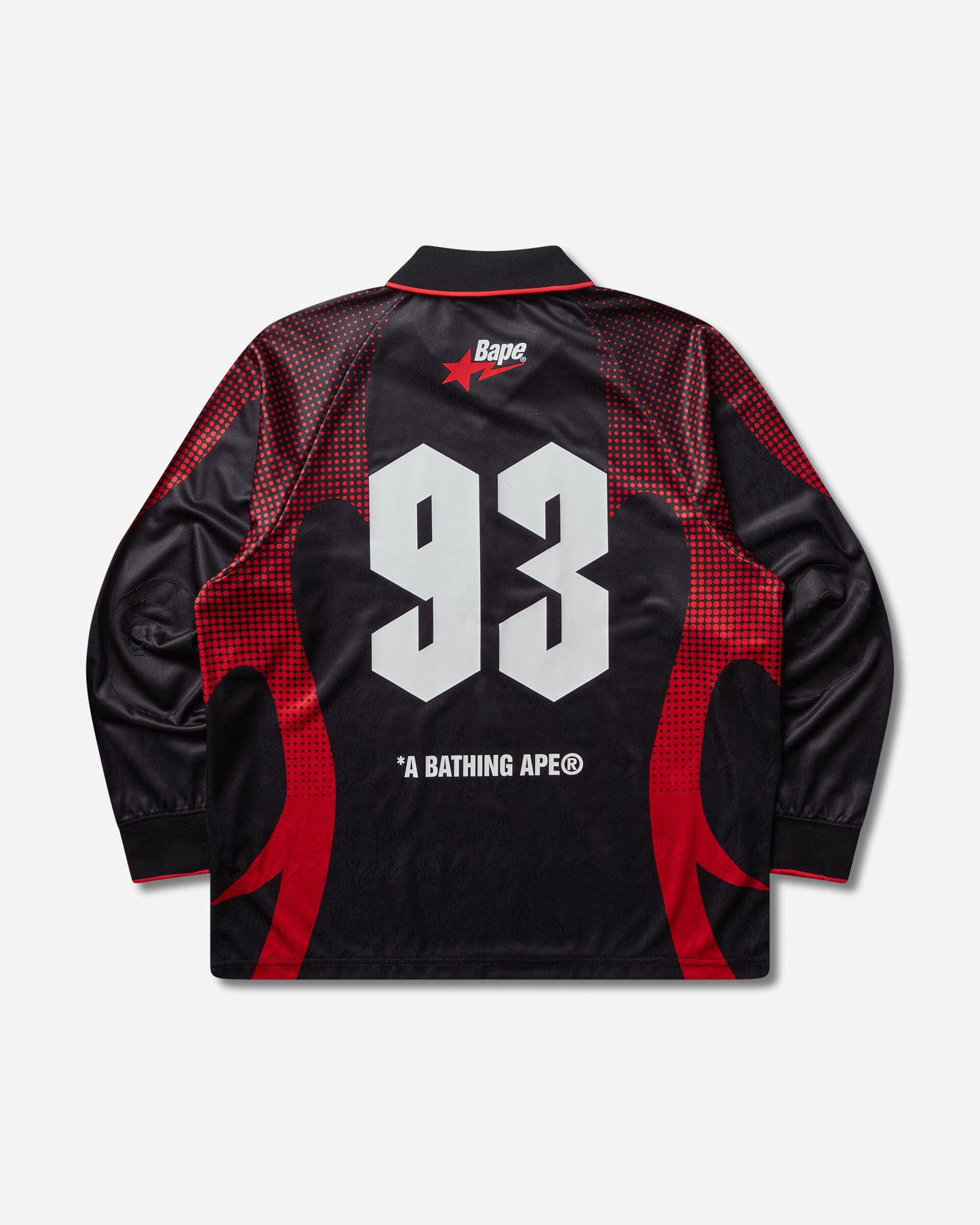A Bathing Ape Ape Flame Monogram Jacquard Logo Relaxed Fit Football Jersey Black T-Shirts Shortsleeve 1M30111310 BLACK