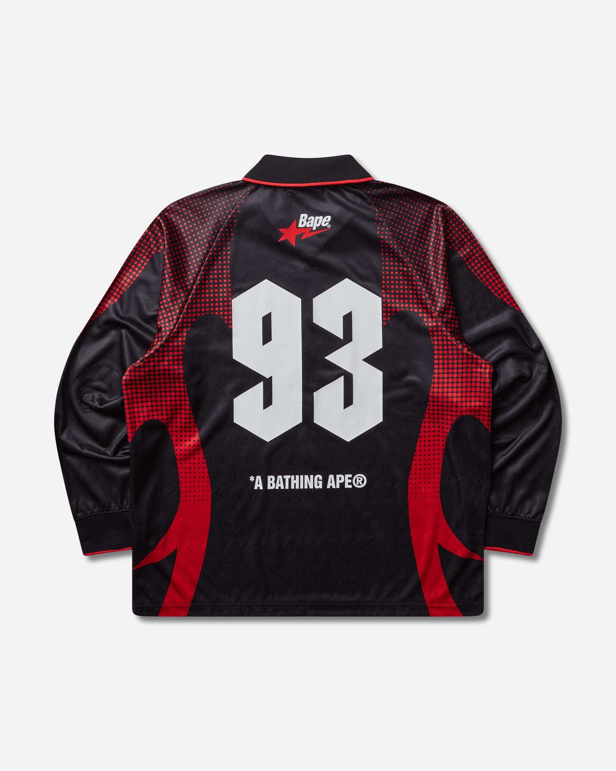 A Bathing Ape Ape Flame Monogram Jacquard Logo Relaxed Fit Football Jersey Black T-Shirts Shortsleeve 1M30111310 BLACK
