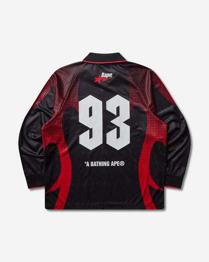A Bathing Ape Ape Flame Monogram Jacquard Logo Relaxed Fit Football Jersey Black T-Shirts Shortsleeve 1M30111310 BLACK