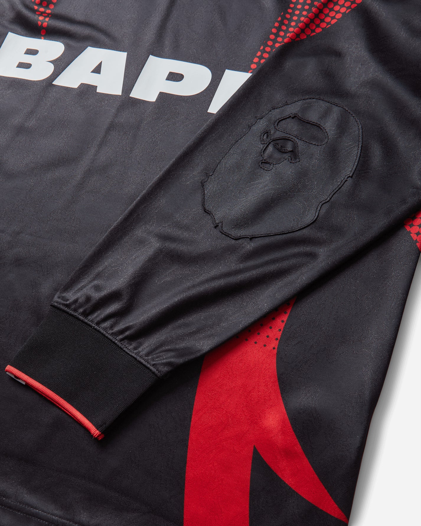 A Bathing Ape Ape Flame Monogram Jacquard Logo Relaxed Fit Football Jersey Black T-Shirts Shortsleeve 1M30111310 BLACK