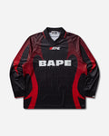 A Bathing Ape Ape Flame Monogram Jacquard Logo Relaxed Fit Football Jersey Black T-Shirts Shortsleeve 1M30111310 BLACK
