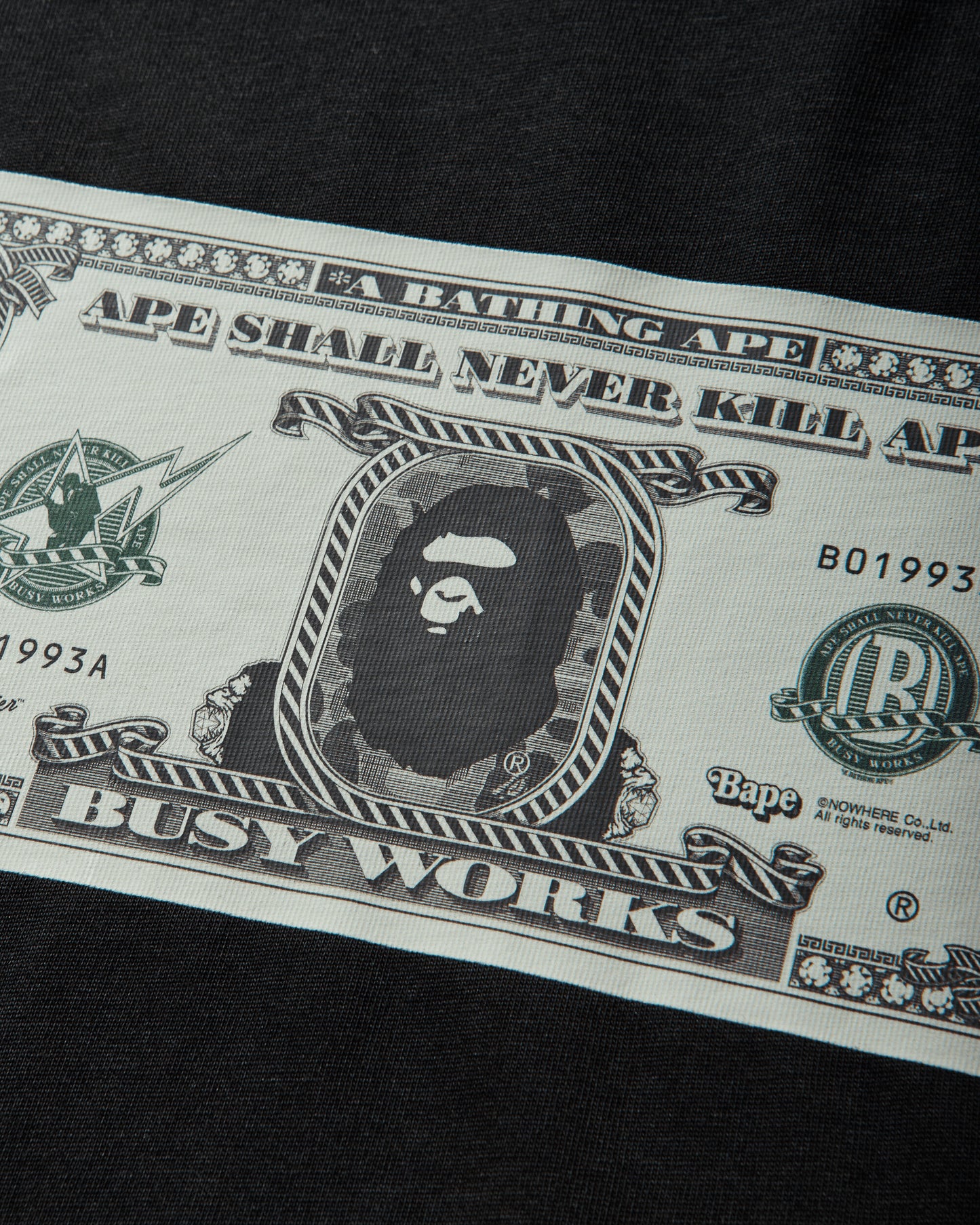 A Bathing Ape Bape Banknote Tee Black T-Shirts Shortsleeve 1M30110306 BLACK