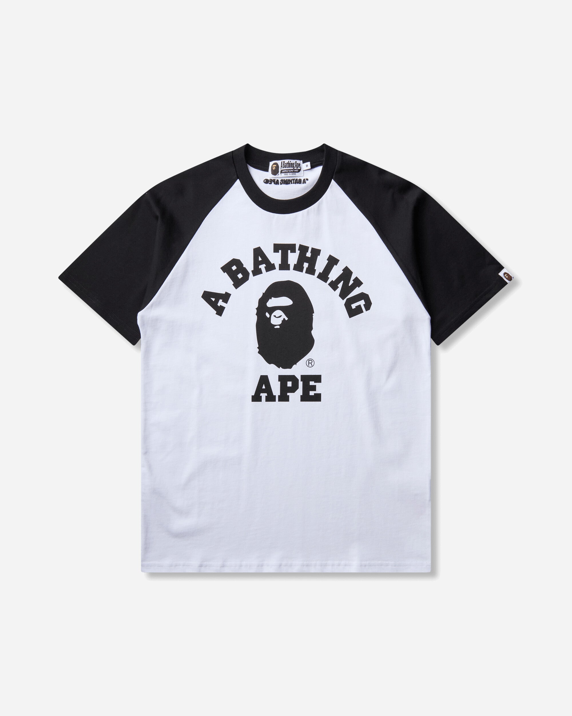 A Bathing Ape College Raglan Relaxed Fit Tee Black T-Shirts Shortsleeve 1M80109306 BKX