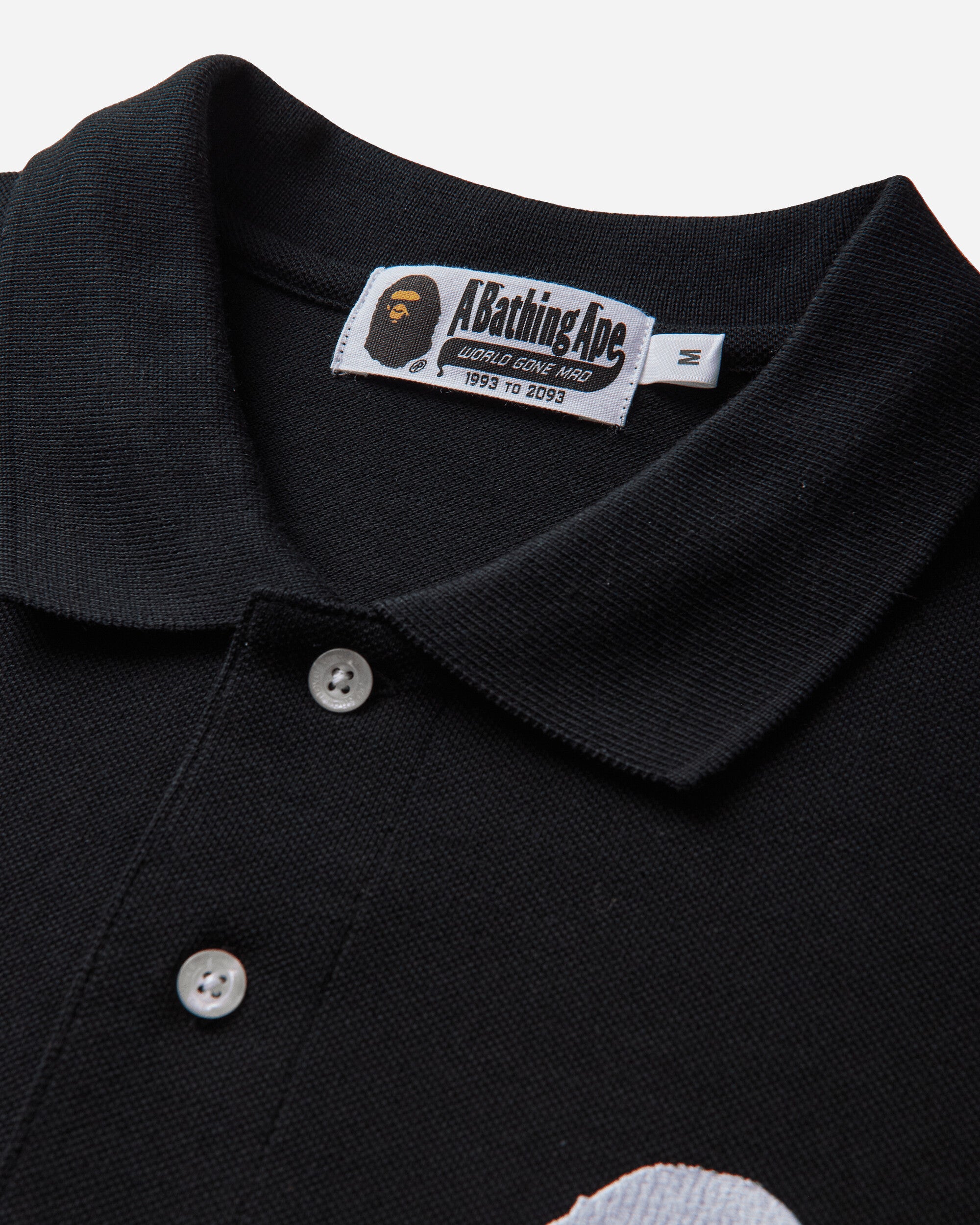 A Bathing Ape Large Ape Head Relaxed Fit Polo Black T-Shirts Shortsleeve 1M30112003 BLACK