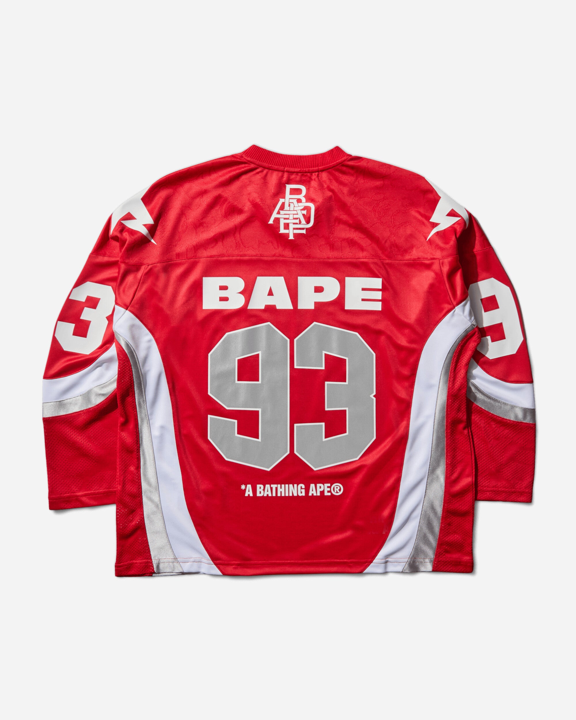 A Bathing Ape Line Camo Jacquard Logo Relaxed Fit  Ice Hockey Jersey M Red T-Shirts Shortsleeve 1L80111313 RED