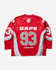 A Bathing Ape Line Camo Jacquard Logo Relaxed Fit  Ice Hockey Jersey M Red T-Shirts Shortsleeve 1L80111313 RED