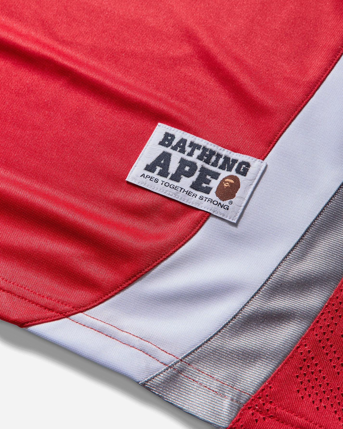 A Bathing Ape Line Camo Jacquard Logo Relaxed Fit  Ice Hockey Jersey M Red T-Shirts Shortsleeve 1L80111313 RED