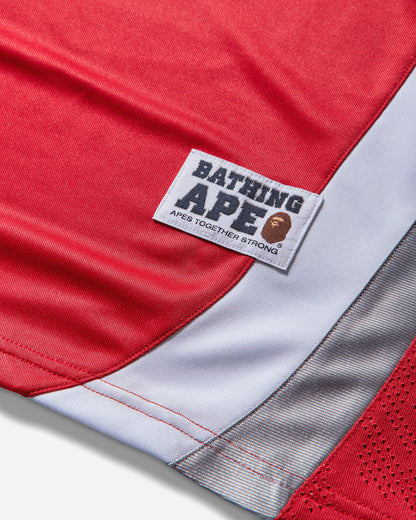 A Bathing Ape Line Camo Jacquard Logo Relaxed Fit  Ice Hockey Jersey M Red T-Shirts Shortsleeve 1L80111313 RED