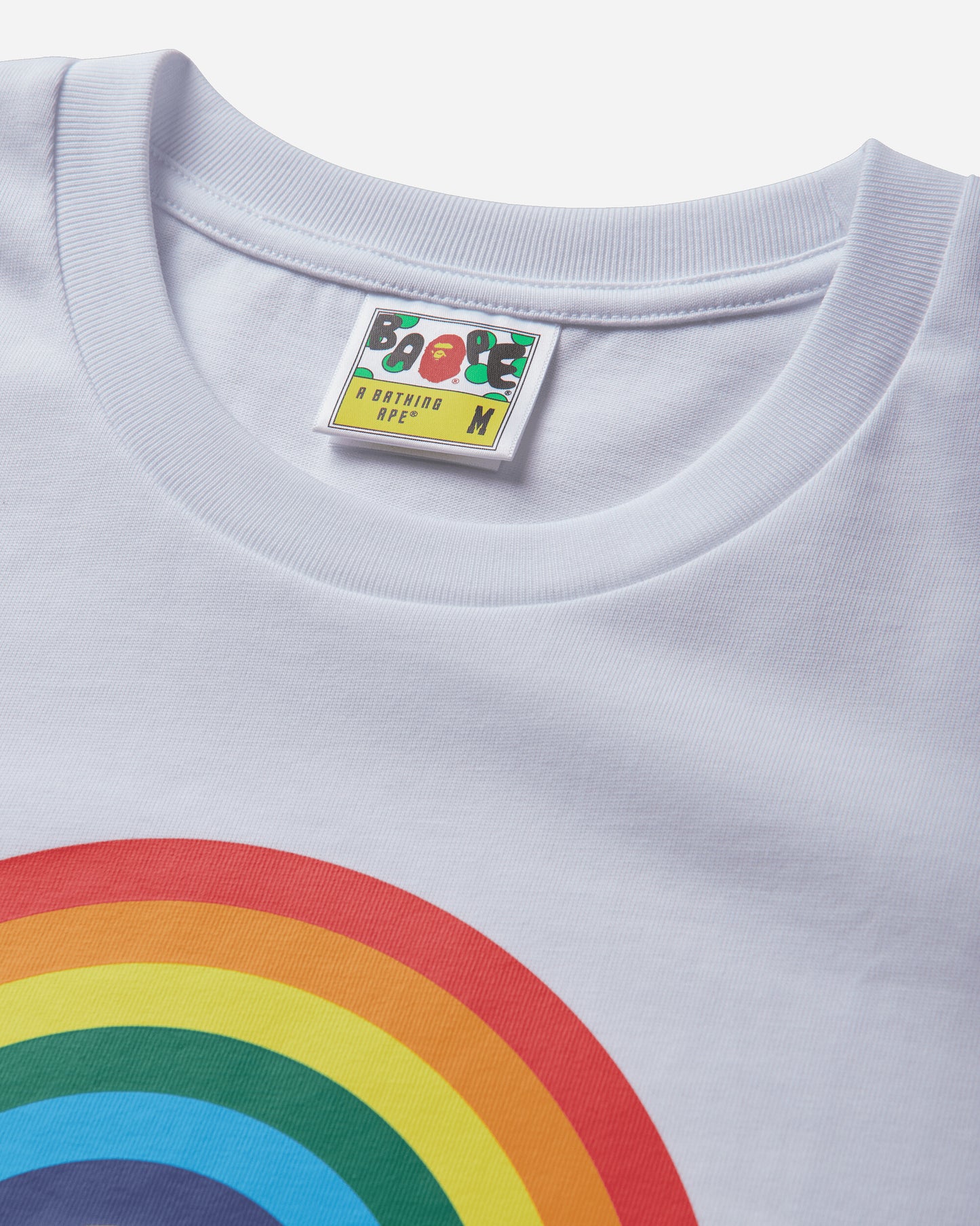 A Bathing Ape Ranbow Logo Busy Works Tee White T-Shirts Shortsleeve 1M30110305 WHITE