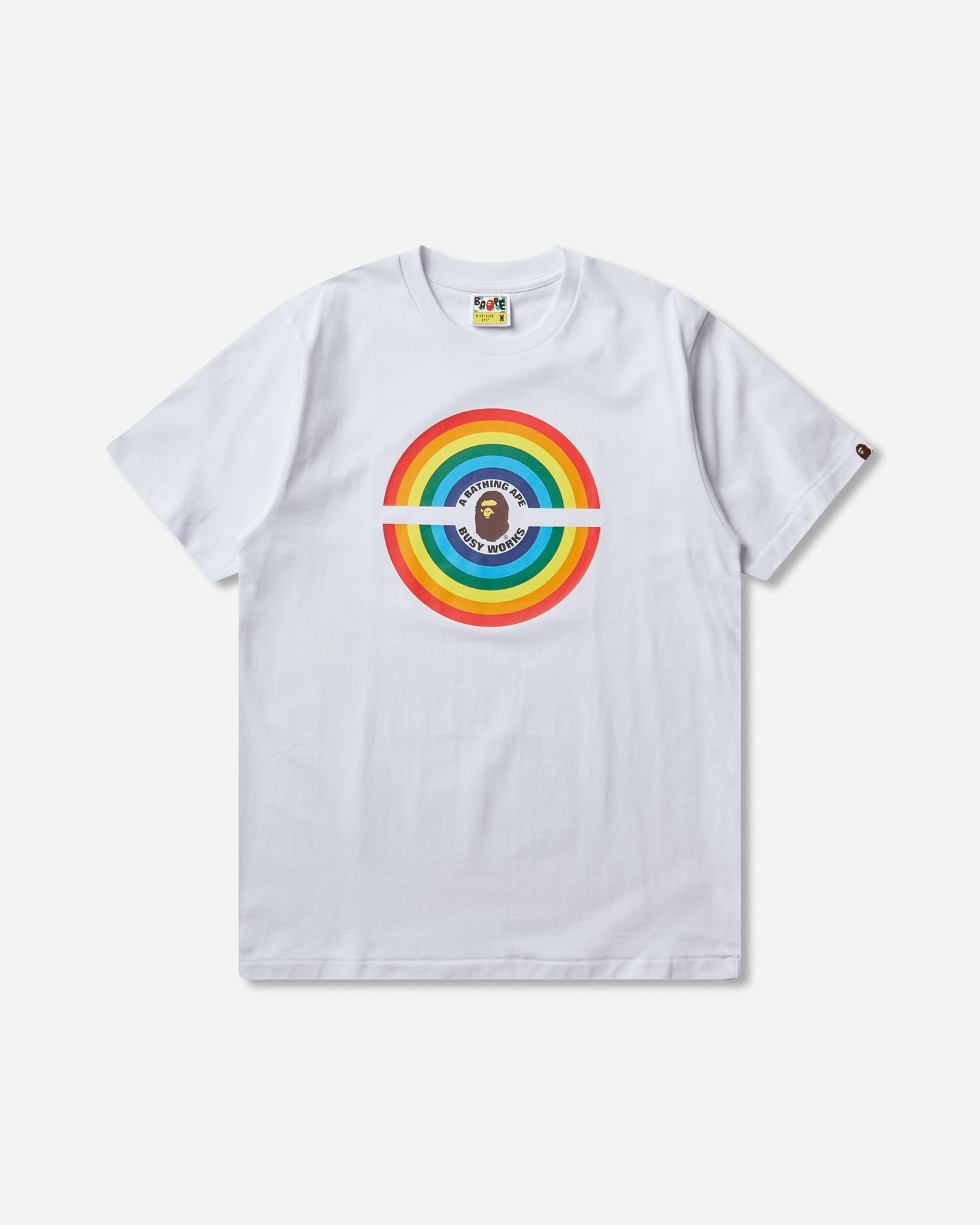 A Bathing Ape Ranbow Logo Busy Works Tee White T-Shirts Shortsleeve 1M30110305 WHITE