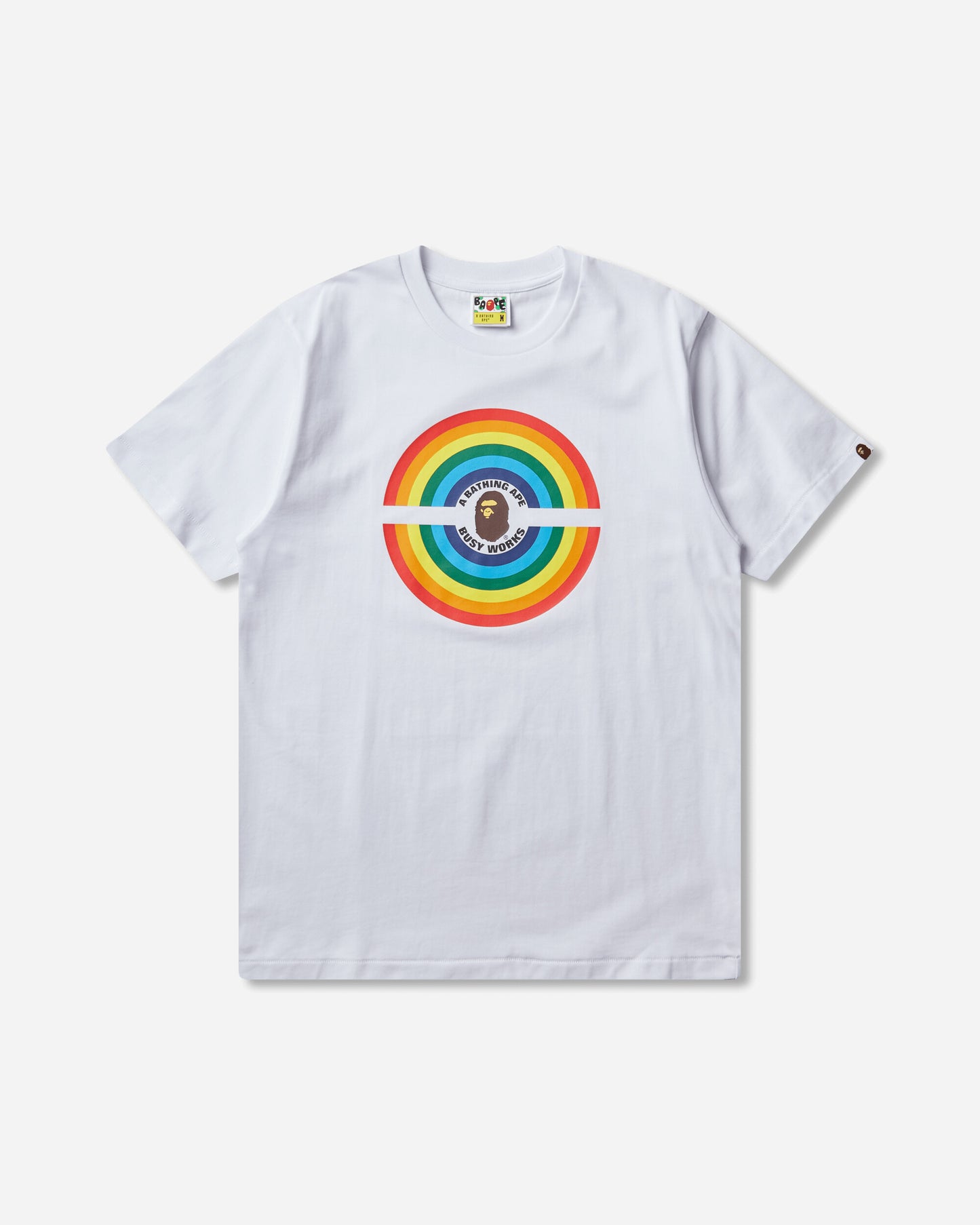 A Bathing Ape Ranbow Logo Busy Works Tee White T-Shirts Shortsleeve 1M30110305 WHITE