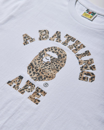 A Bathing Ape Wild Leopard Pattern College Tee M White X Beige T-Shirts Shortsleeve 1L80110039 WHXBG