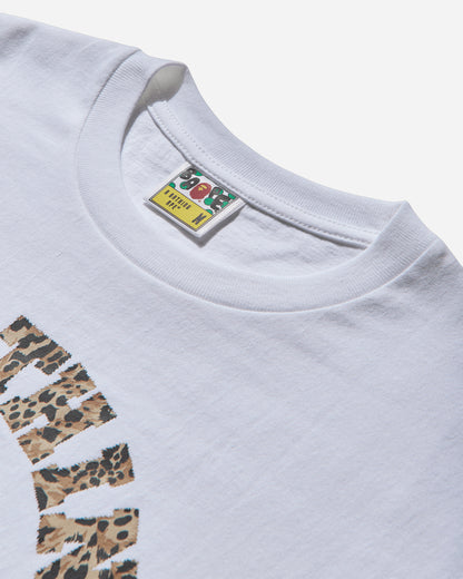 A Bathing Ape Wild Leopard Pattern College Tee M White X Beige T-Shirts Shortsleeve 1L80110039 WHXBG