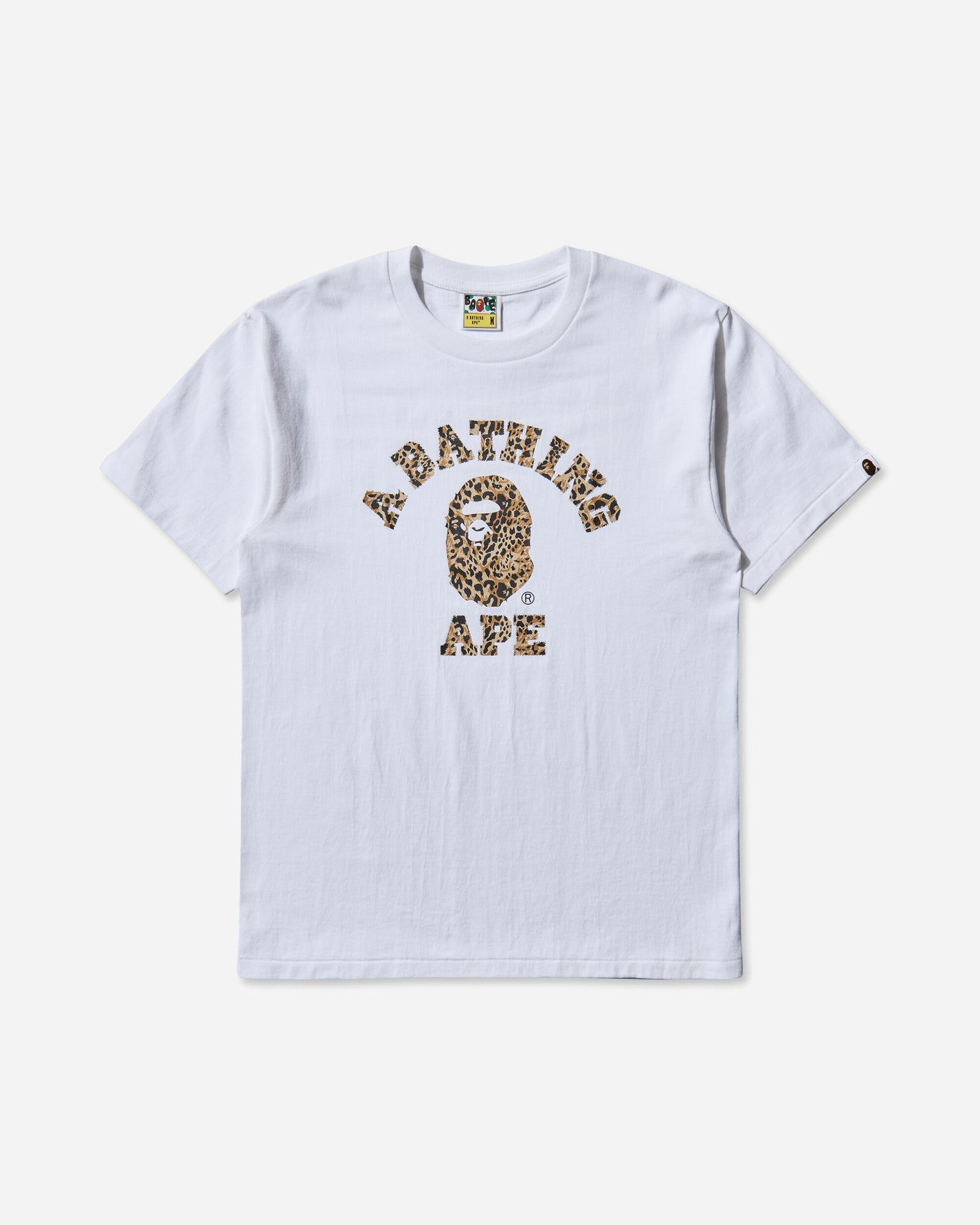 A Bathing Ape Wild Leopard Pattern College Tee M White X Beige T-Shirts Shortsleeve 1L80110039 WHXBG