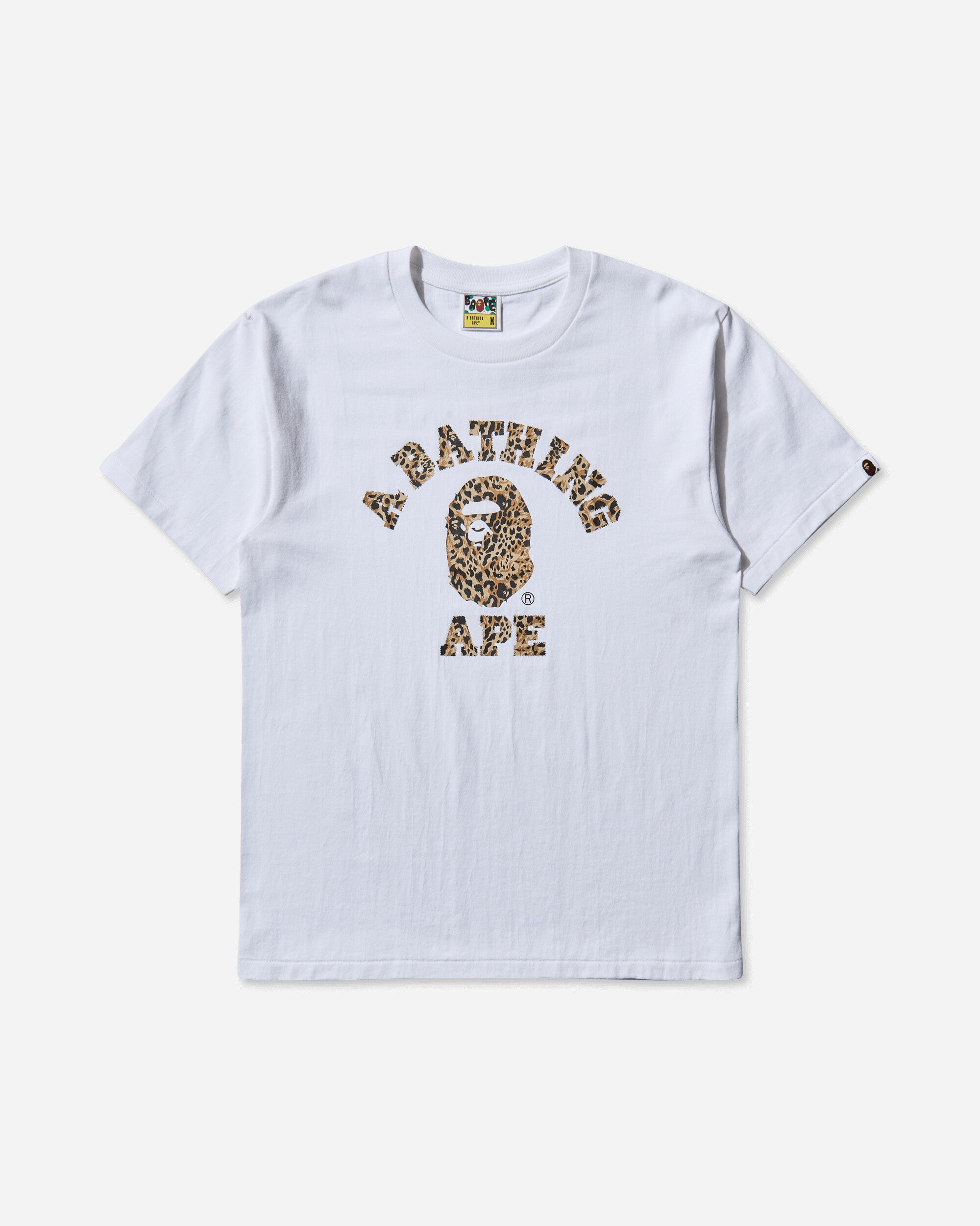 A Bathing Ape Wild Leopard Pattern College Tee M White X Beige T-Shirts Shortsleeve 1L80110039 WHXBG