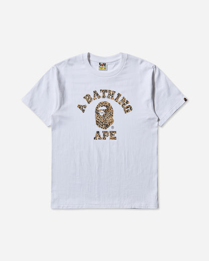 A Bathing Ape Wild Leopard Pattern College Tee M White X Beige T-Shirts Shortsleeve 1L80110039 WHXBG