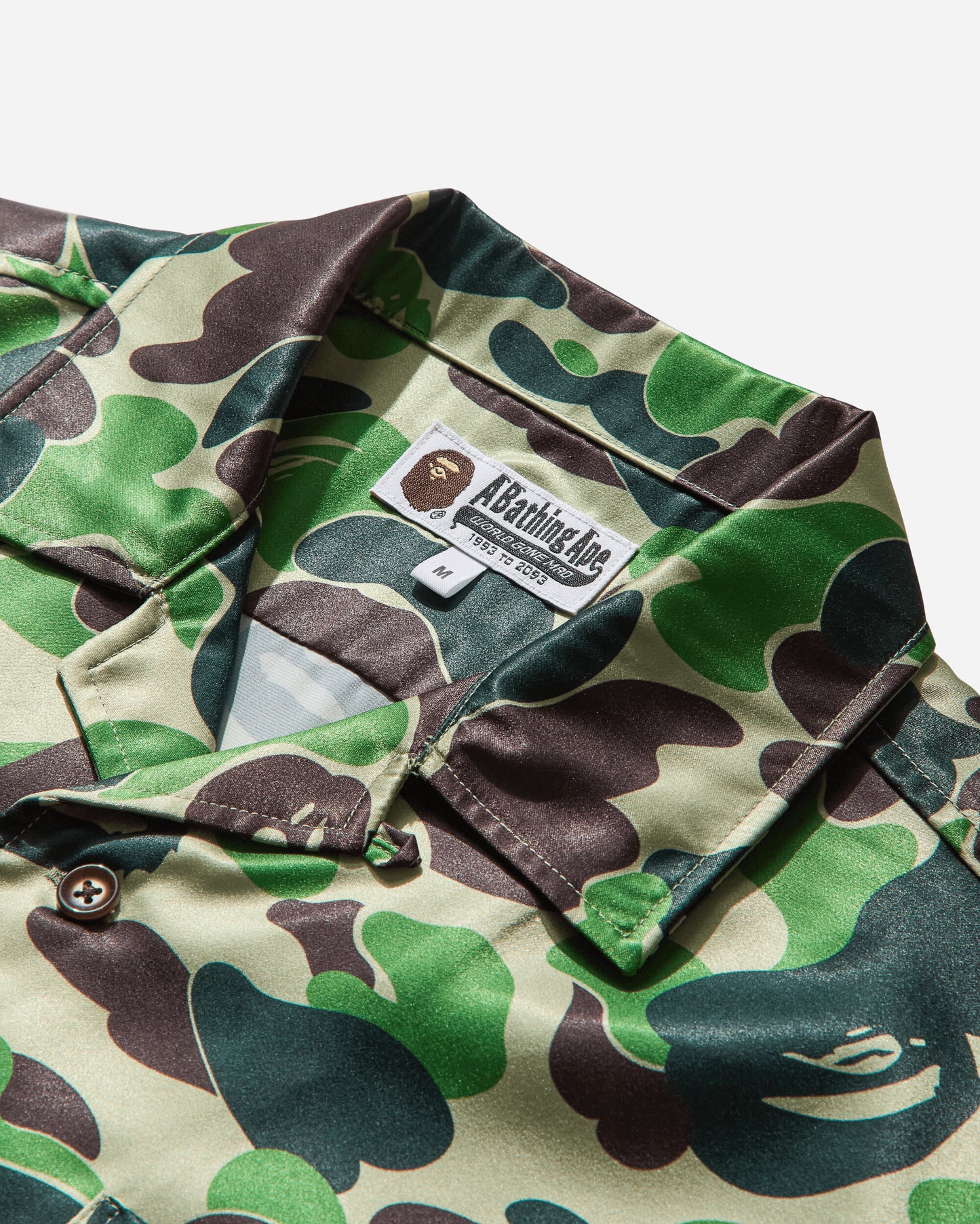 A Bathing Ape Abc Camo Open Collar Ss Shirts M Green Shirts Shortsleeve Shirt 1L30132007 GREEN