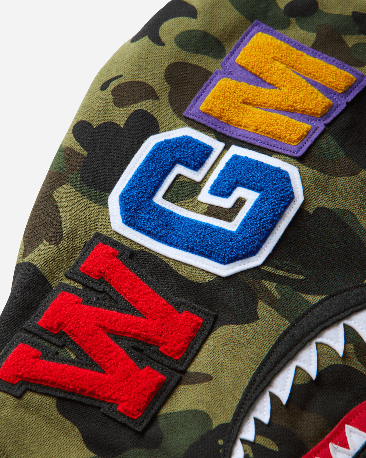 A Bathing Ape 1St Camo Shark Full Zip Hoodie Green Sweatshirts Zip-Ups 1M80115012 GRX