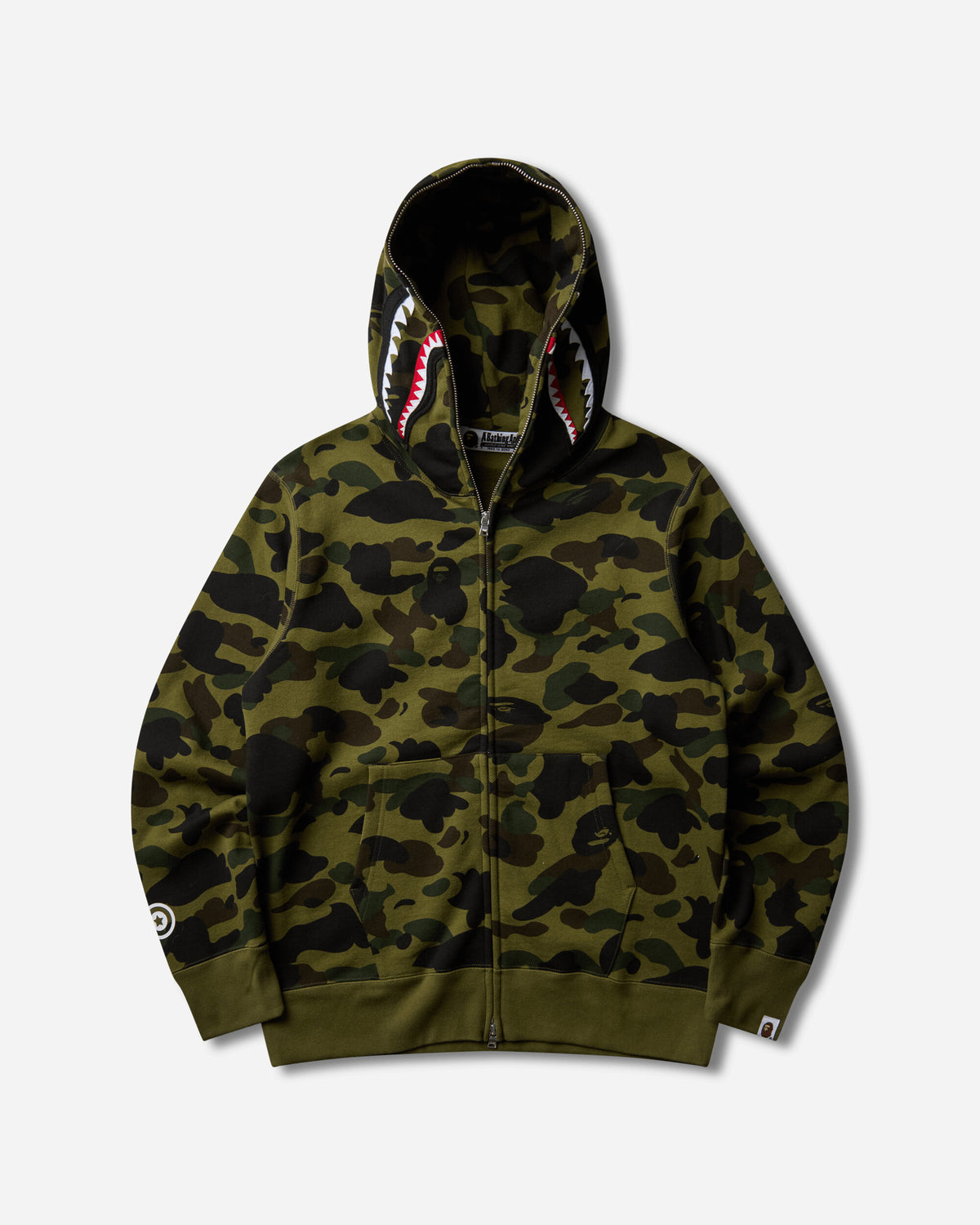 A Bathing Ape 1St Camo Shark Full Zip Hoodie Green Sweatshirts Zip-Ups 1M80115012 GRX