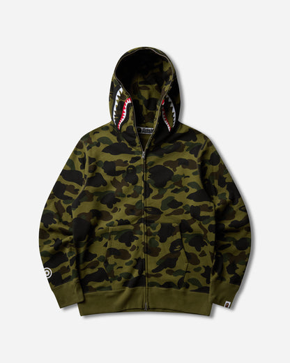 A Bathing Ape 1St Camo Shark Full Zip Hoodie Green Sweatshirts Zip-Ups 1M80115012 GRX