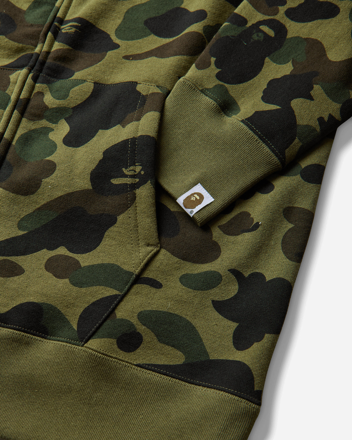 A Bathing Ape 1St Camo Shark Full Zip Hoodie Green Sweatshirts Zip-Ups 1M80115012 GRX