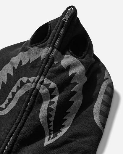 A Bathing Ape Skeleton Shark Heavy Washed Cropped Fit Full Zip Hoodie M Black Sweatshirts Zip-Ups 1L80115314 BLACK