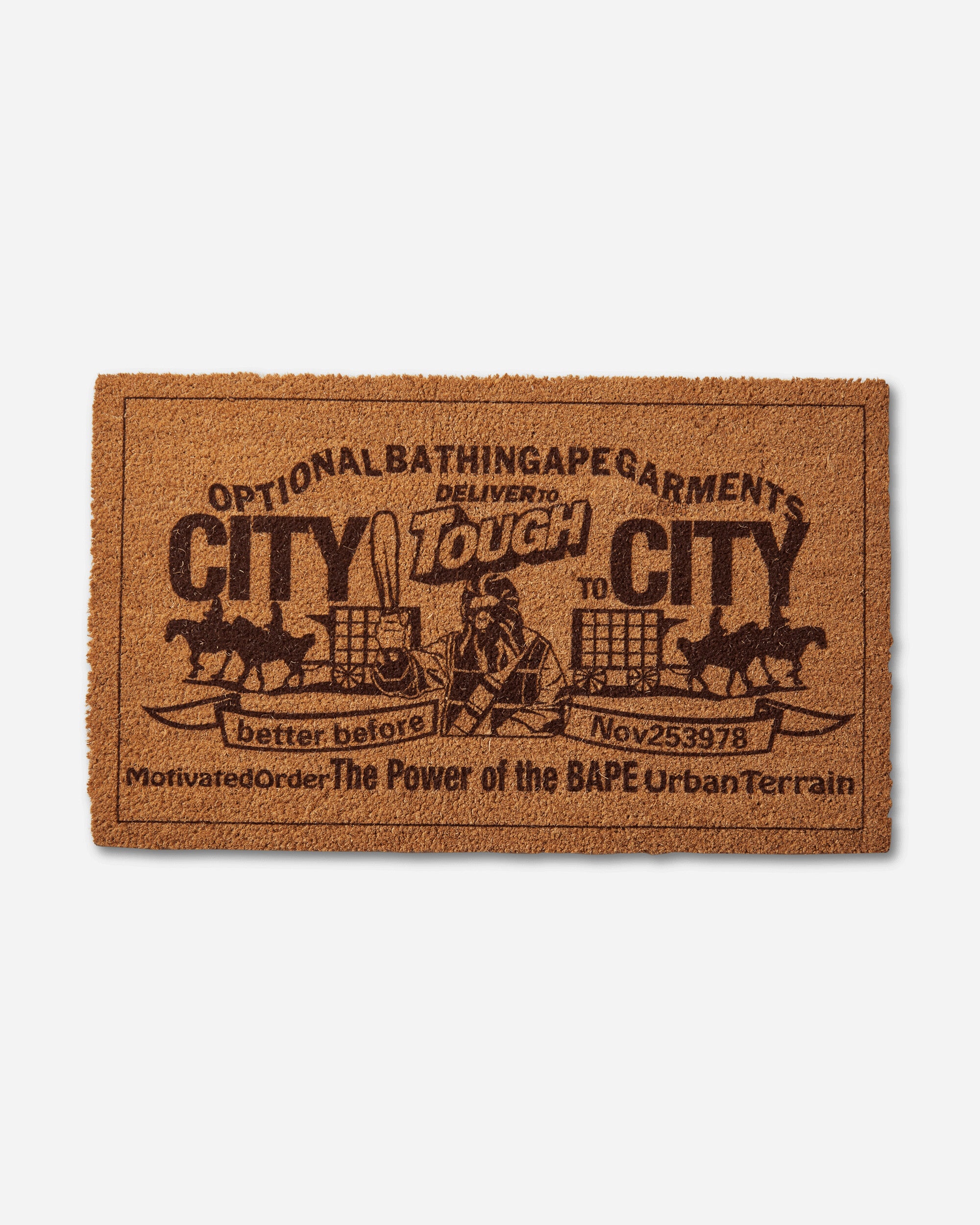 A Bathing Ape Paper Patch Design Doormat Brown Textile Rugs 1M30192003 BROWN