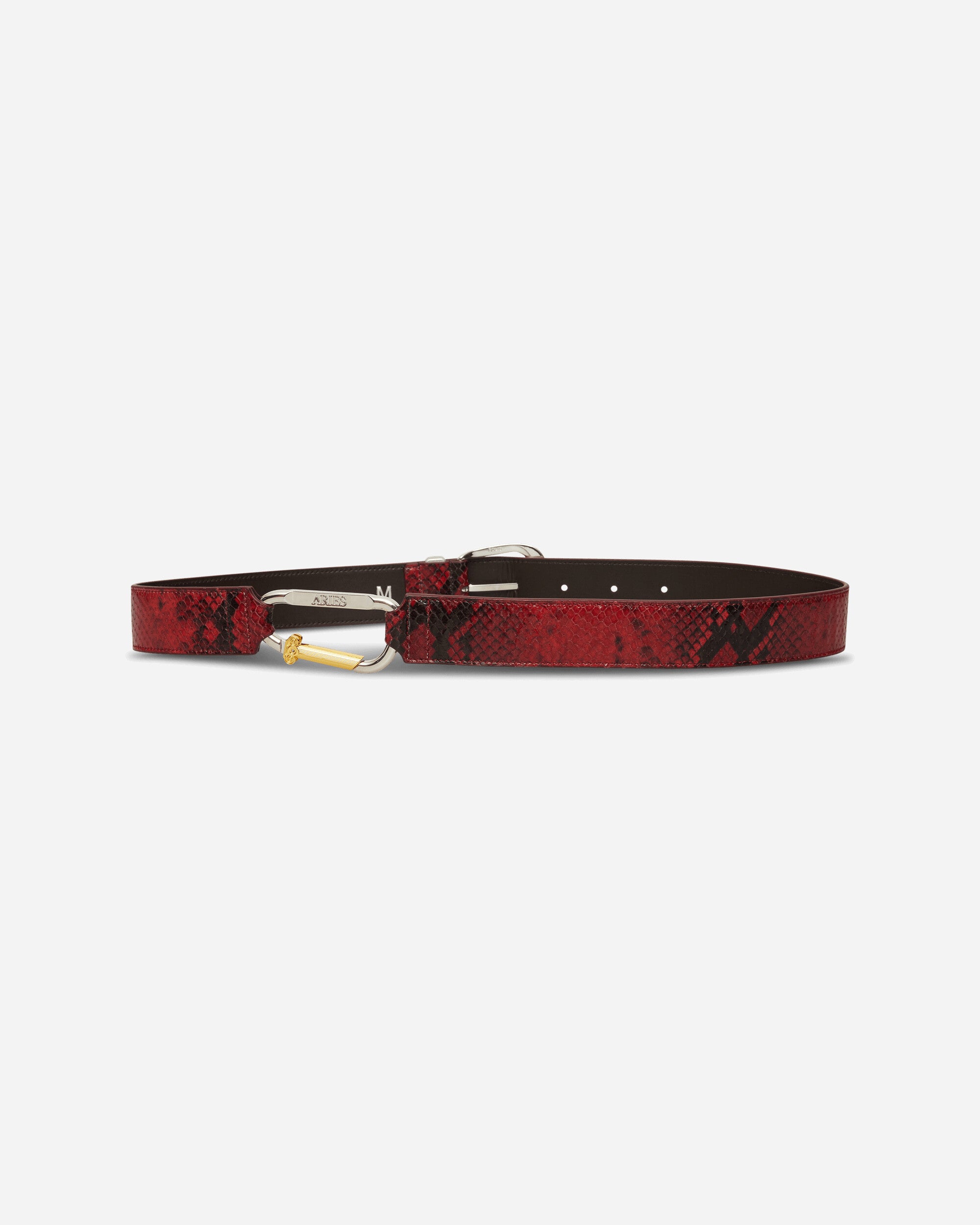 Aries Snake Print Leather Mazzo Belt Red Belts Belt AR1003306 Red