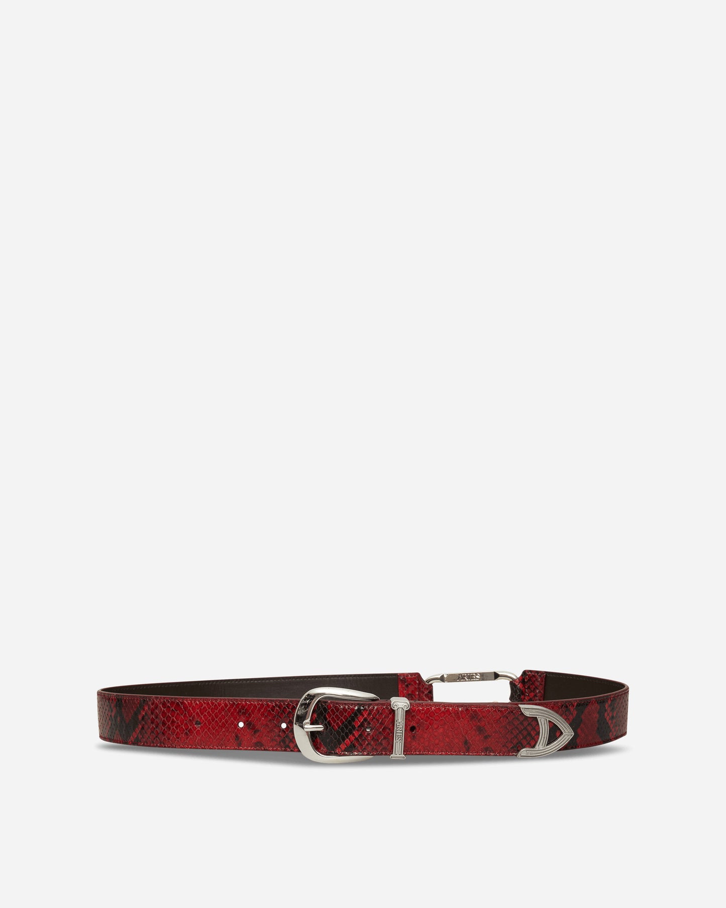 Aries Snake Print Leather Mazzo Belt Red Belts Belt AR1003306 Red